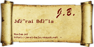 Járai Béla névjegykártya
